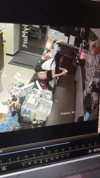 最新网传，台湾全家超市一妹子竟然趴上柜台脱裤尿尿，还自己喝了，搞得男店员不知所措,听对白